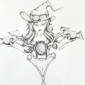 Biker Witch ink drawing Inktober Day 4